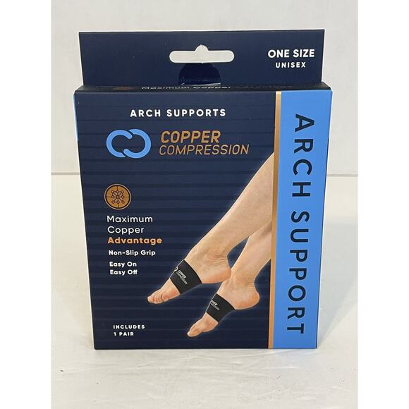 Copper Compression Arch Supports Plantar Fasciitis Foot Relief – New in Box - Picture 1 of 6